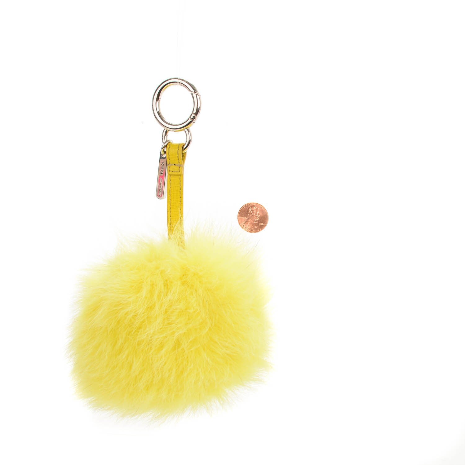 Fendi Fox Fur Pom Pom Bag Charm Yellow 2 of 3