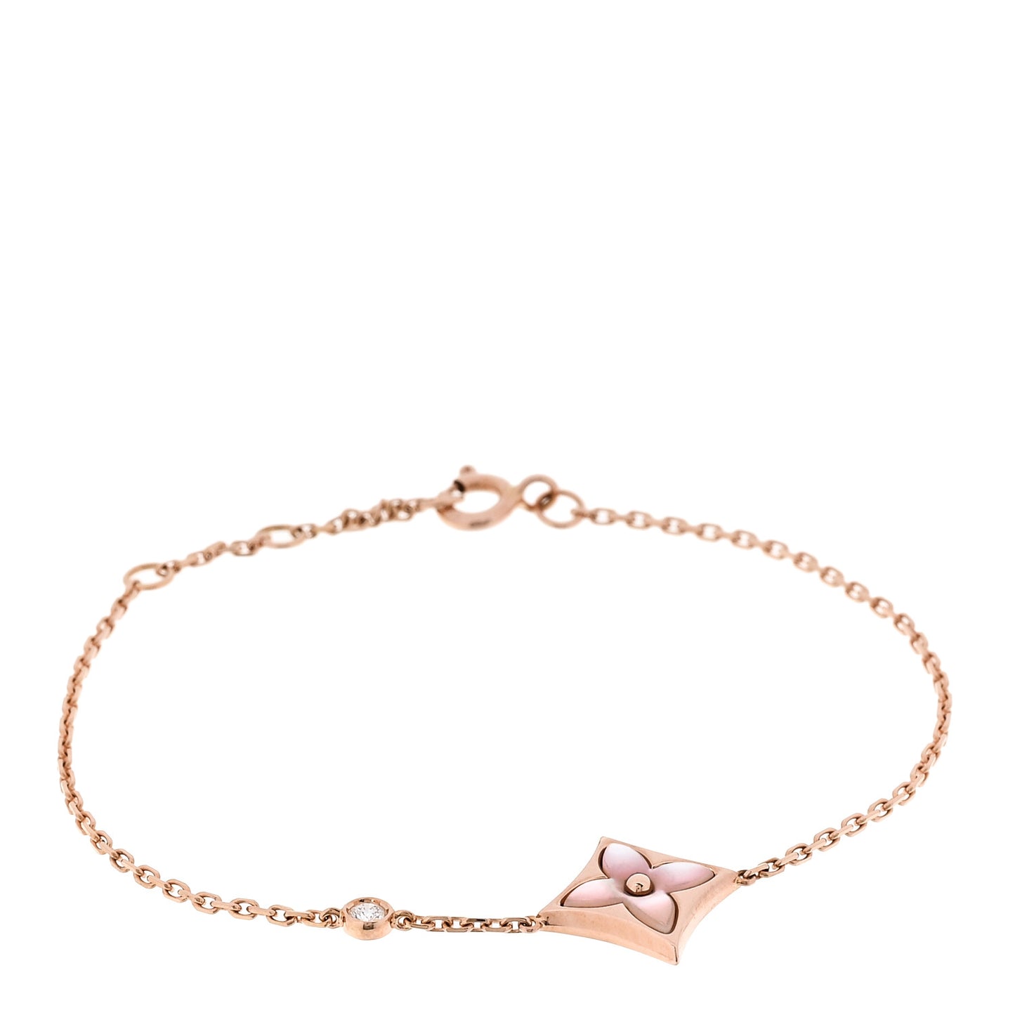 18K Pink Gold Diamond Pink Mother of Pearl Color Blossom BB Star Bracelet