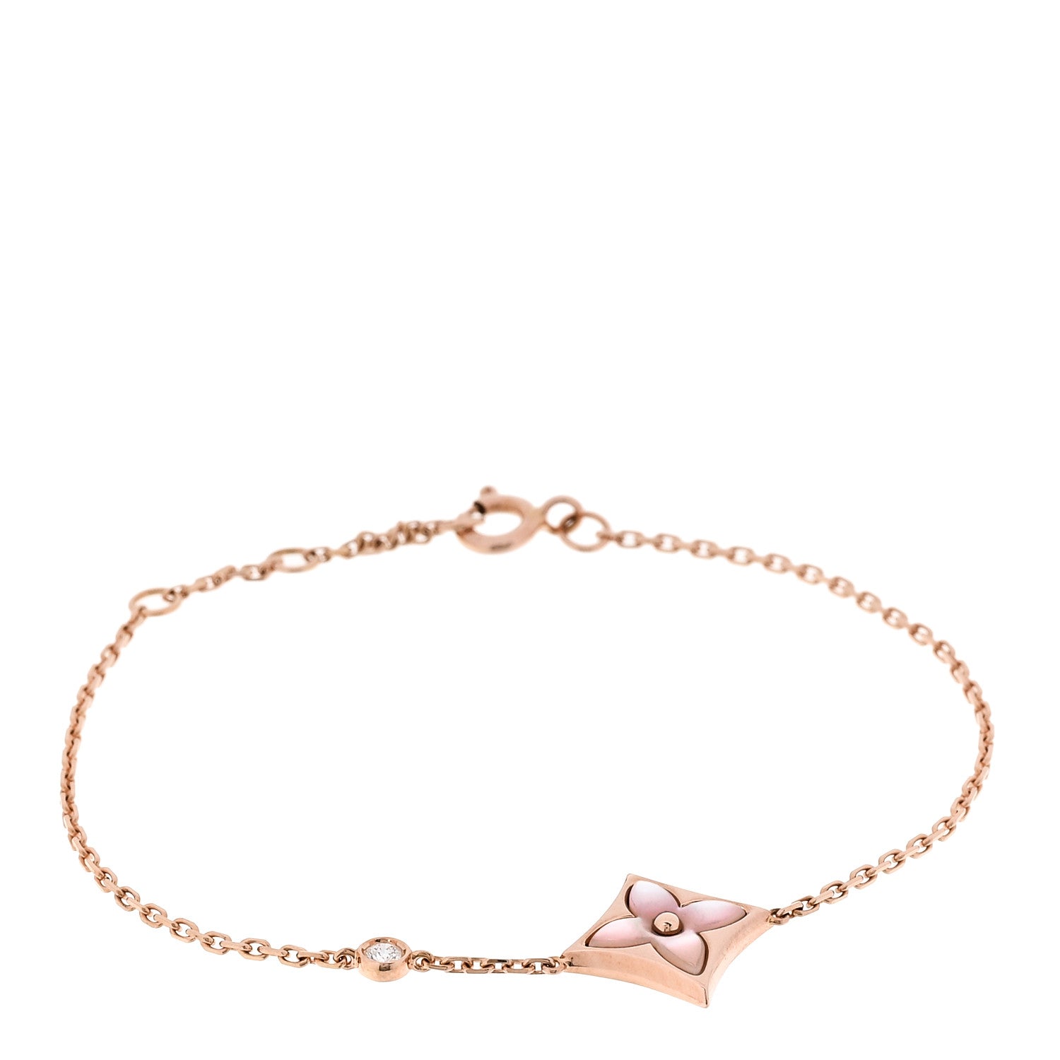 Louis Vuitton 18K Pink Gold Diamond Pink Mother of Pearl Color Blossom BB Star Bracelet 1 of 4