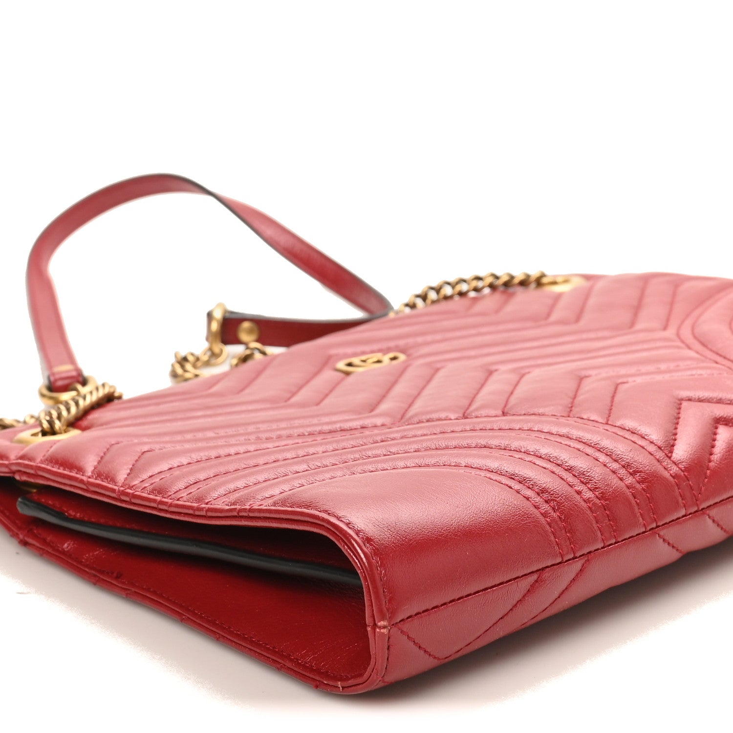 Gucci Azalea Calfskin Matelasse Heart Medium GG Marmont Slim Shoulder Bag Romantic Cerise 9 of 12