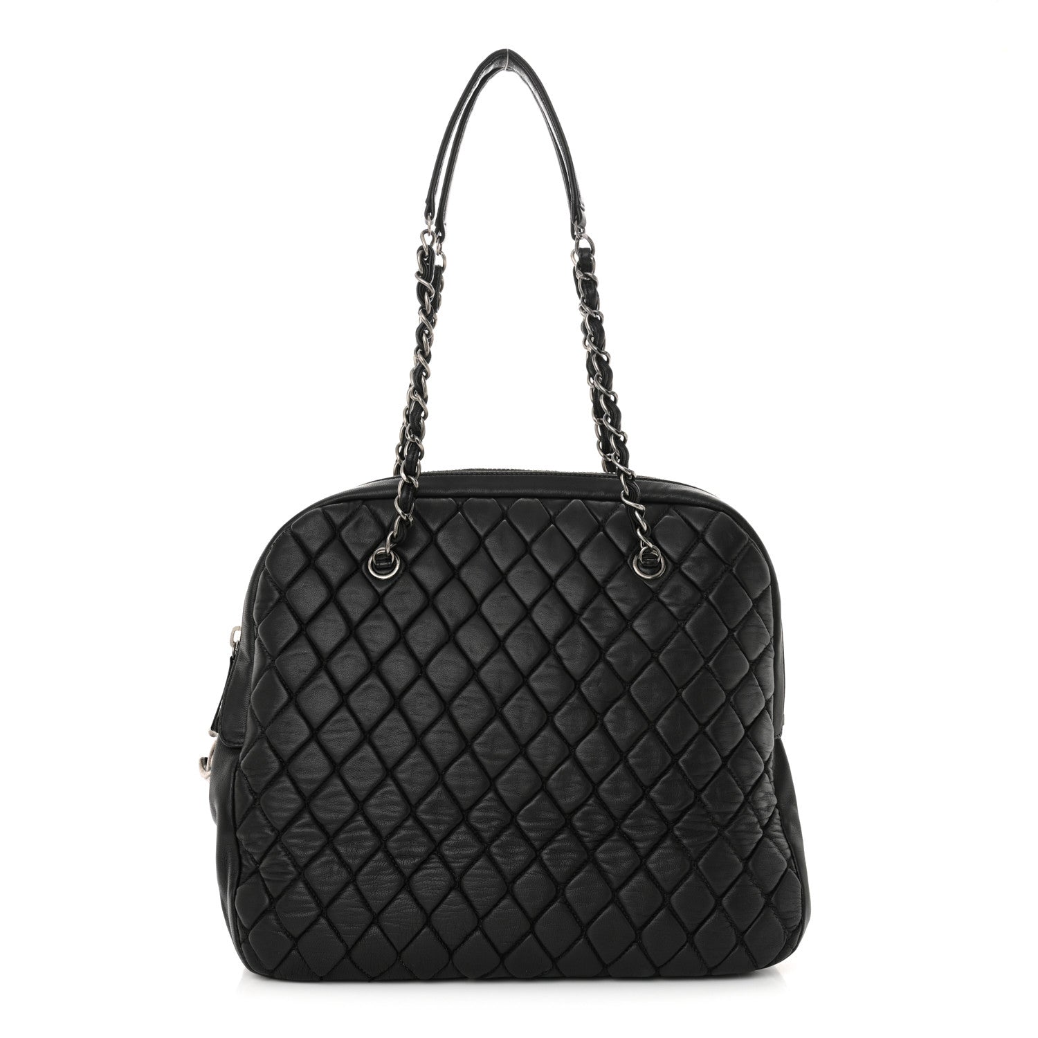 Chanel Lambskin Bubble Quilt Large Double Bowling Bag Black 1 of 11