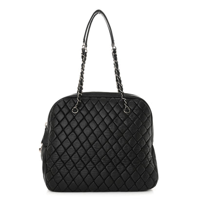 Chanel Lambskin Bubble Quilt Large Double Bowling Bag Black 1 of 11
