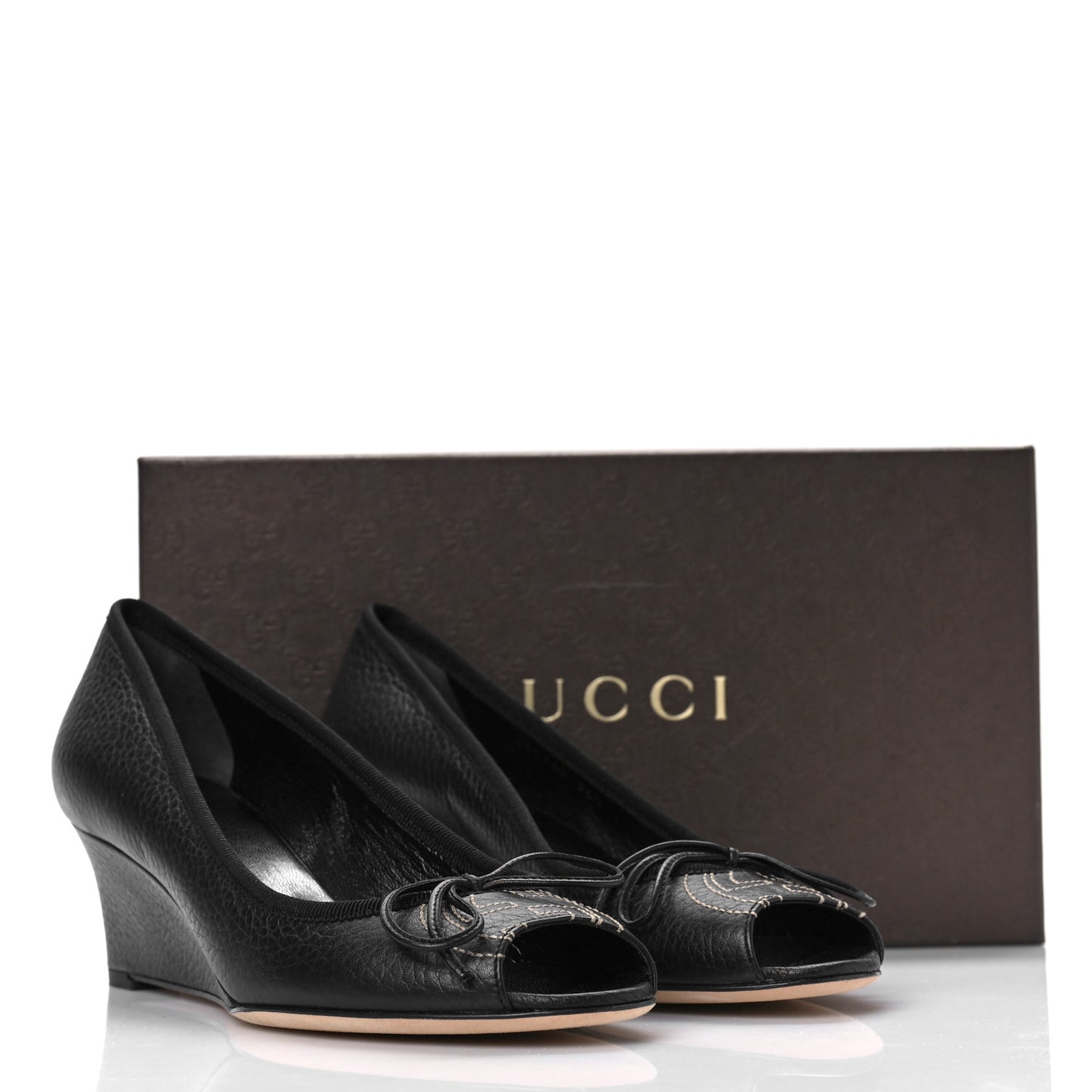 Calfskin GG Wedges 36.5 Black