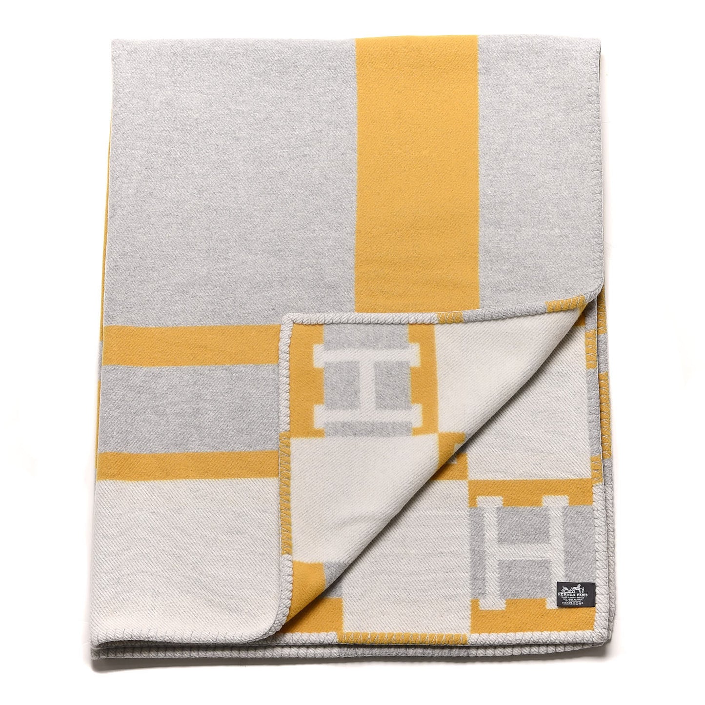Wool Cashmere Avalon Bayadere Throw Blanket Jaune