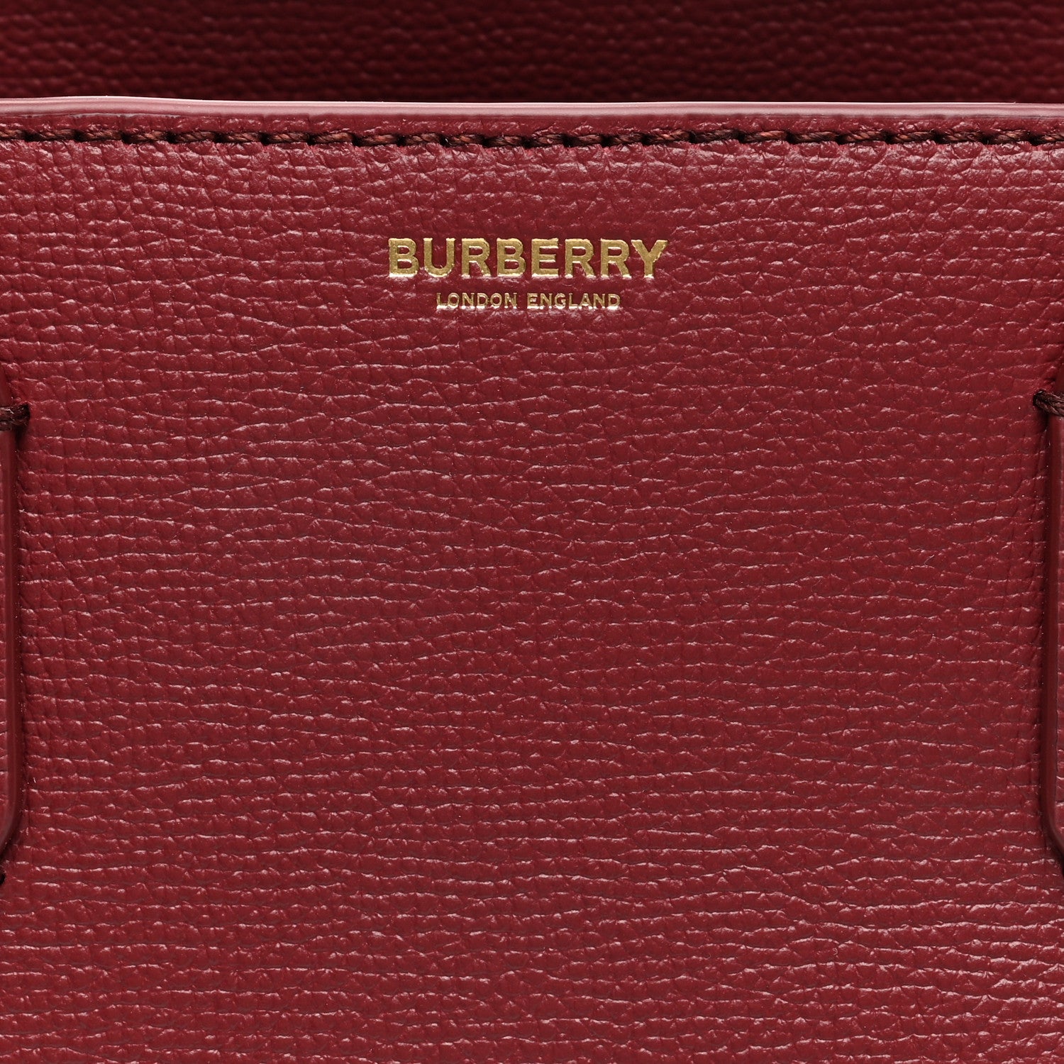 Burberry Grainy Calfskin House Check Medium Banner Tote Crimson 7 of 9