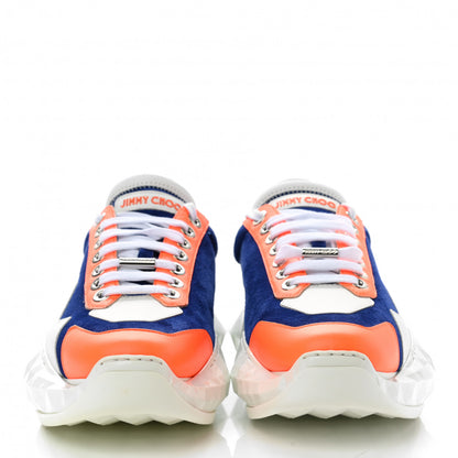 Jimmy Choo Calfskin Diamond Low Top Sneaker 40.5 Cobalt Neon Orange 2 of 8
