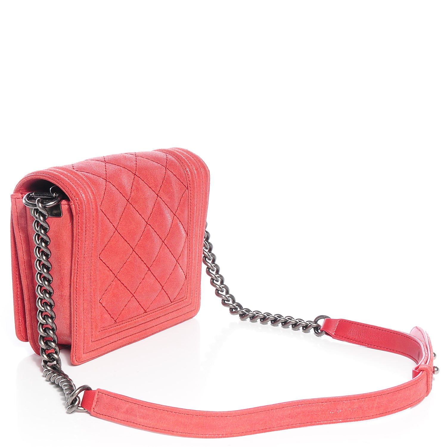 Chanel Iridescent Calfskin Quilted Small Gentle Square Boy Flap Red 3 of 9