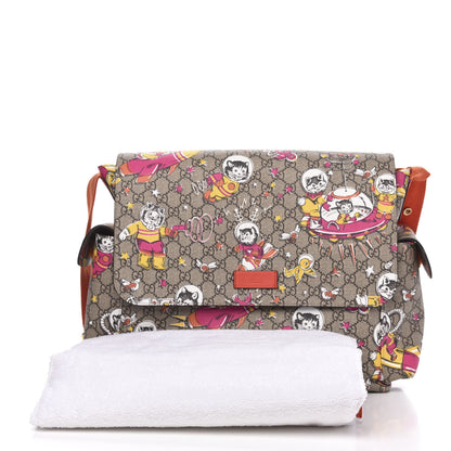 Gucci GG Supreme Monogram Space Cats Diaper Bag Orange 4 of 12