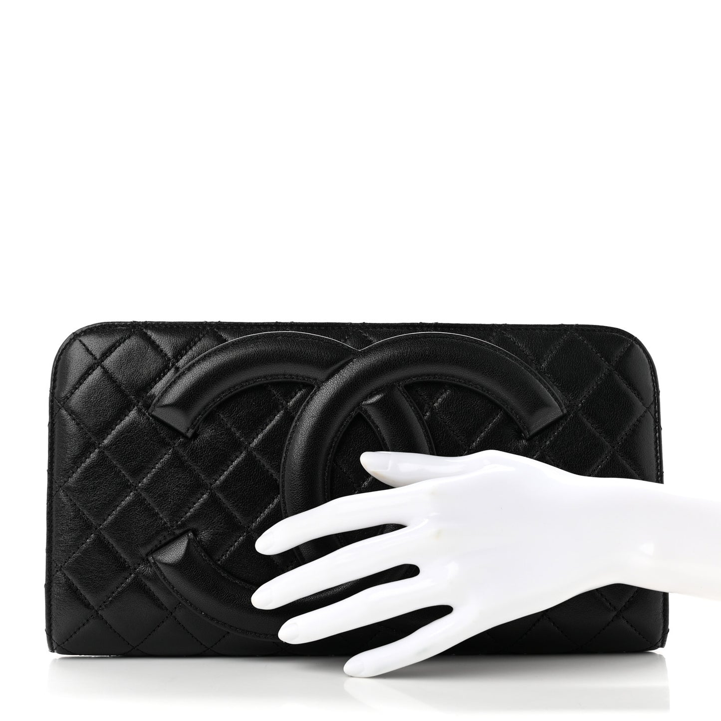 Lambskin Quilted Coco Midnight Clutch Black