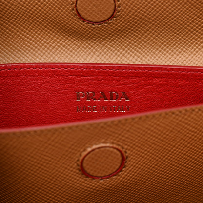 Prada Saffiano Cuir Small Double Bag Caramel Fuoco 6 of 17