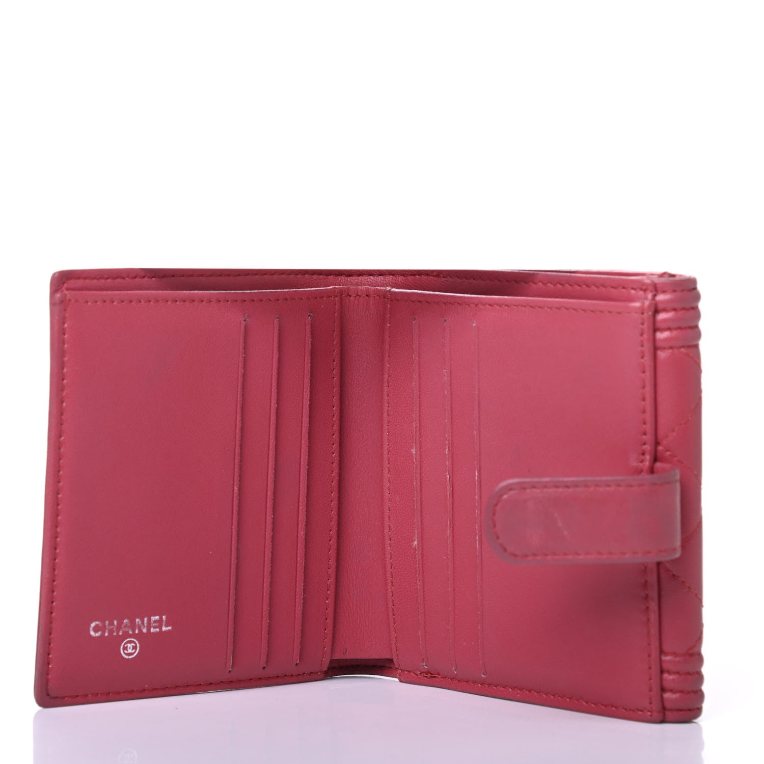 Chanel Lambskin Quilted Compact Boy Wallet Fuchsia 4 of 4