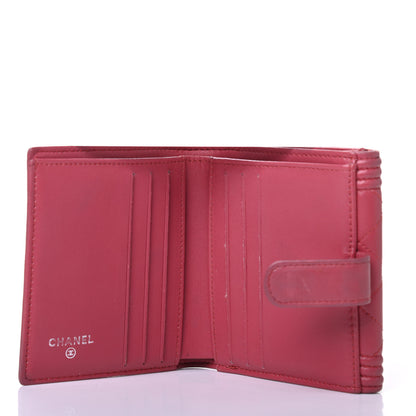 Chanel Lambskin Quilted Compact Boy Wallet Fuchsia 4 of 4