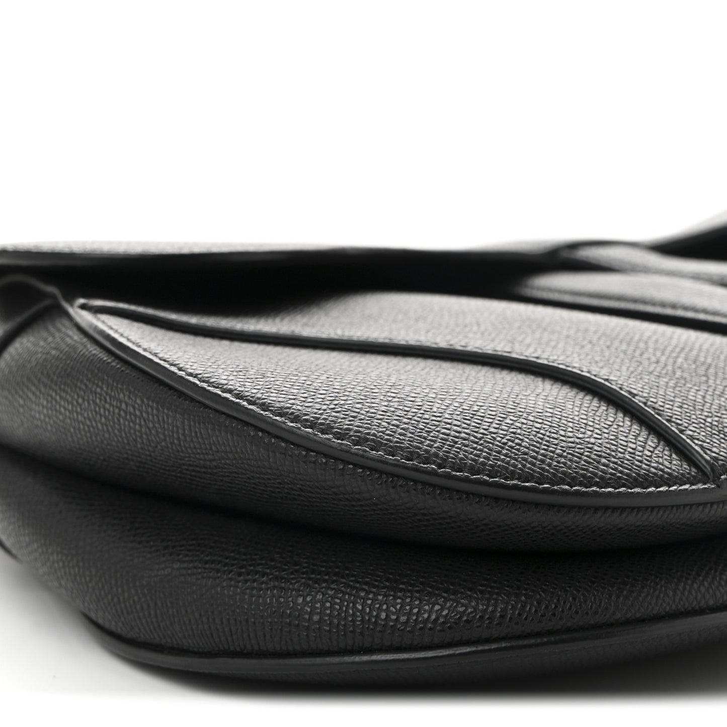 Grained Calfskin Saddle Bag Black