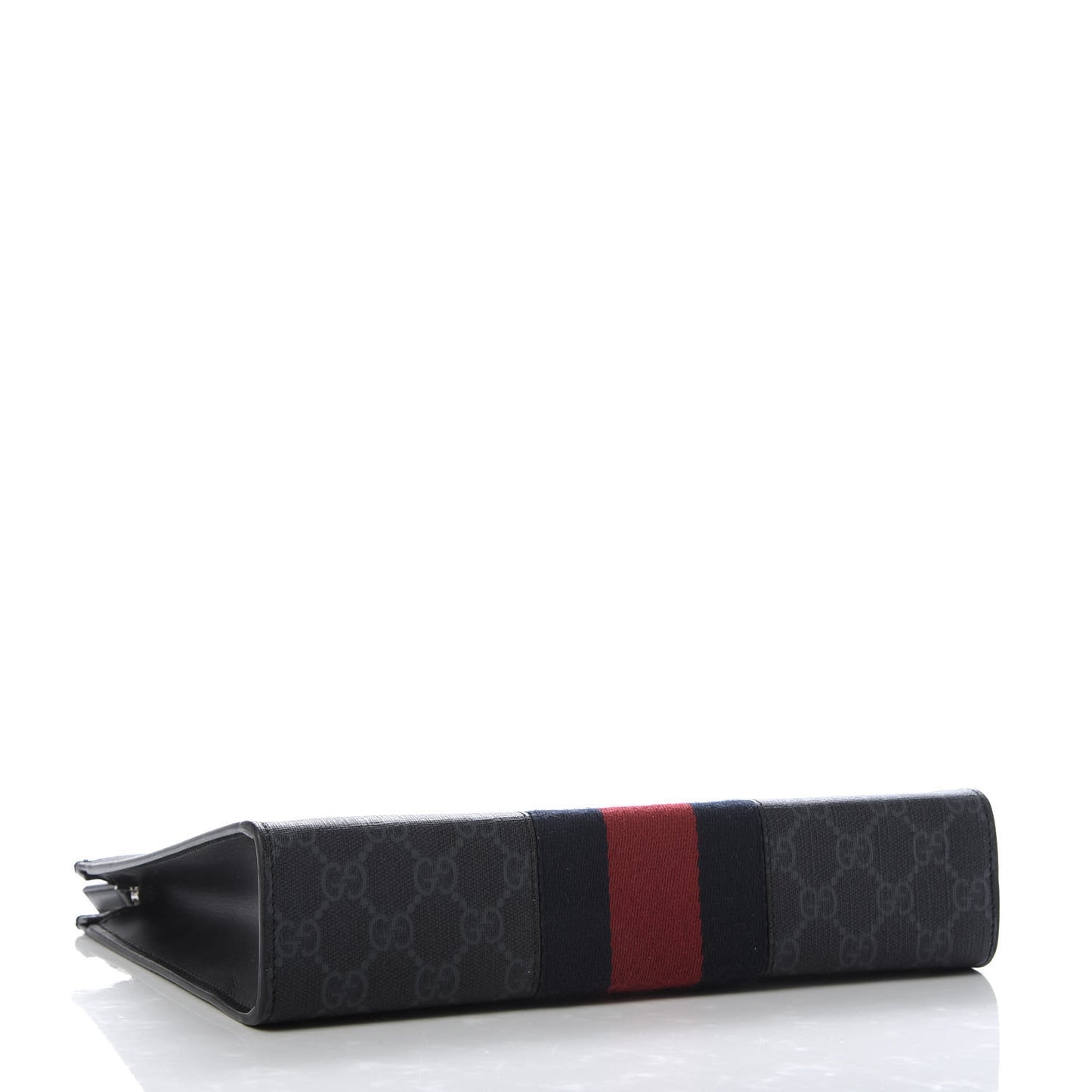GG Supreme Monogram Selleria Calfskin Web New Web Cosmetic Case Black