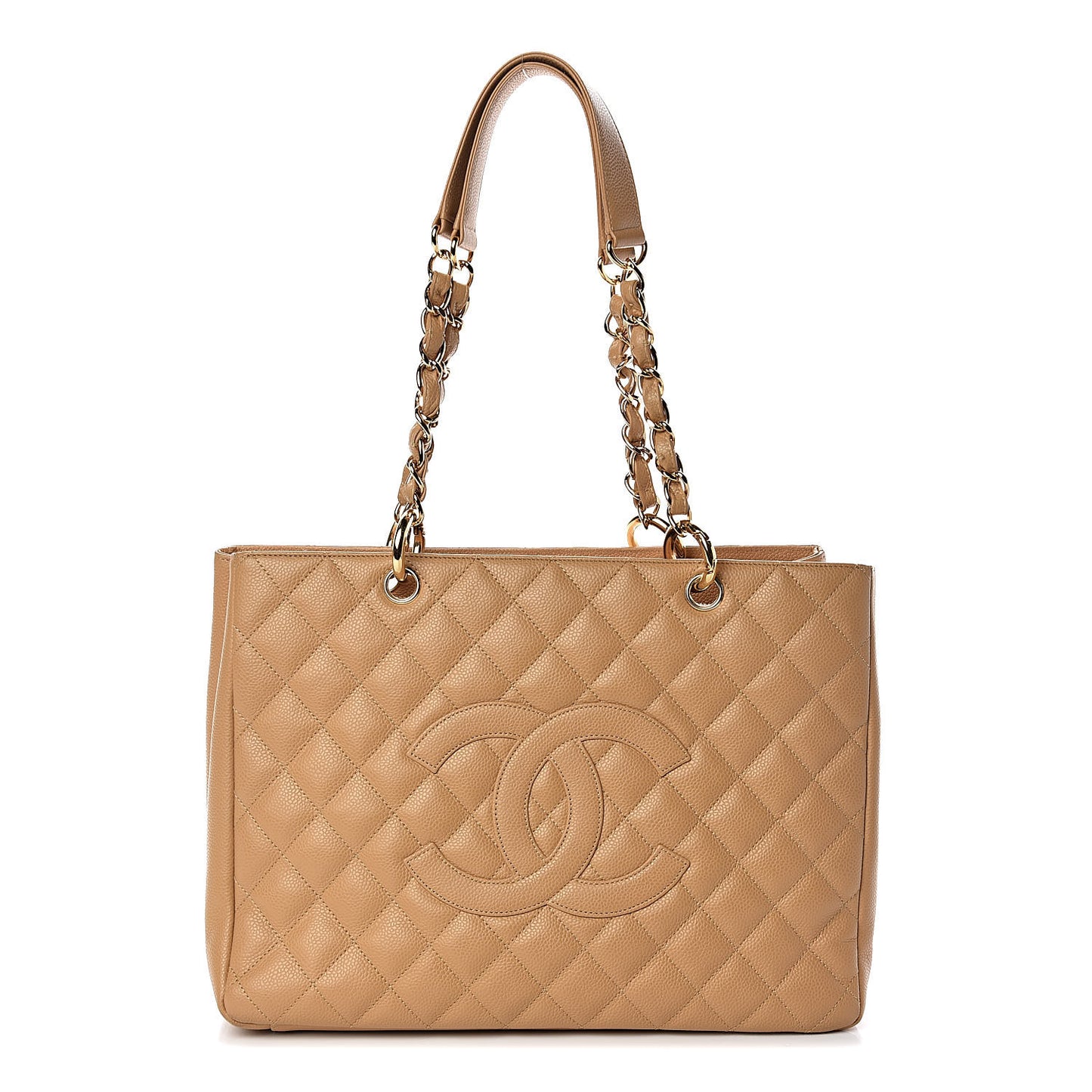 Caviar Quilted Grand Shopping Tote GST Beige