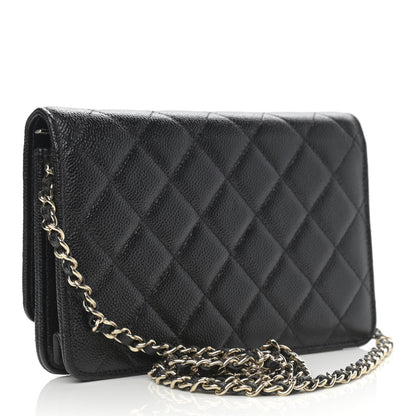 Chanel Caviar Quilted Chain CC Wallet On Chain WOC Black 3 of 12