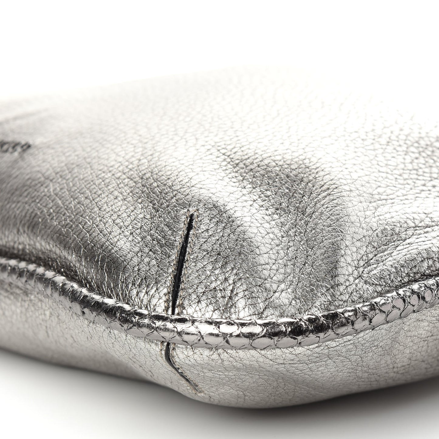 Metallic Pebbled Calfskin Hobo Silver