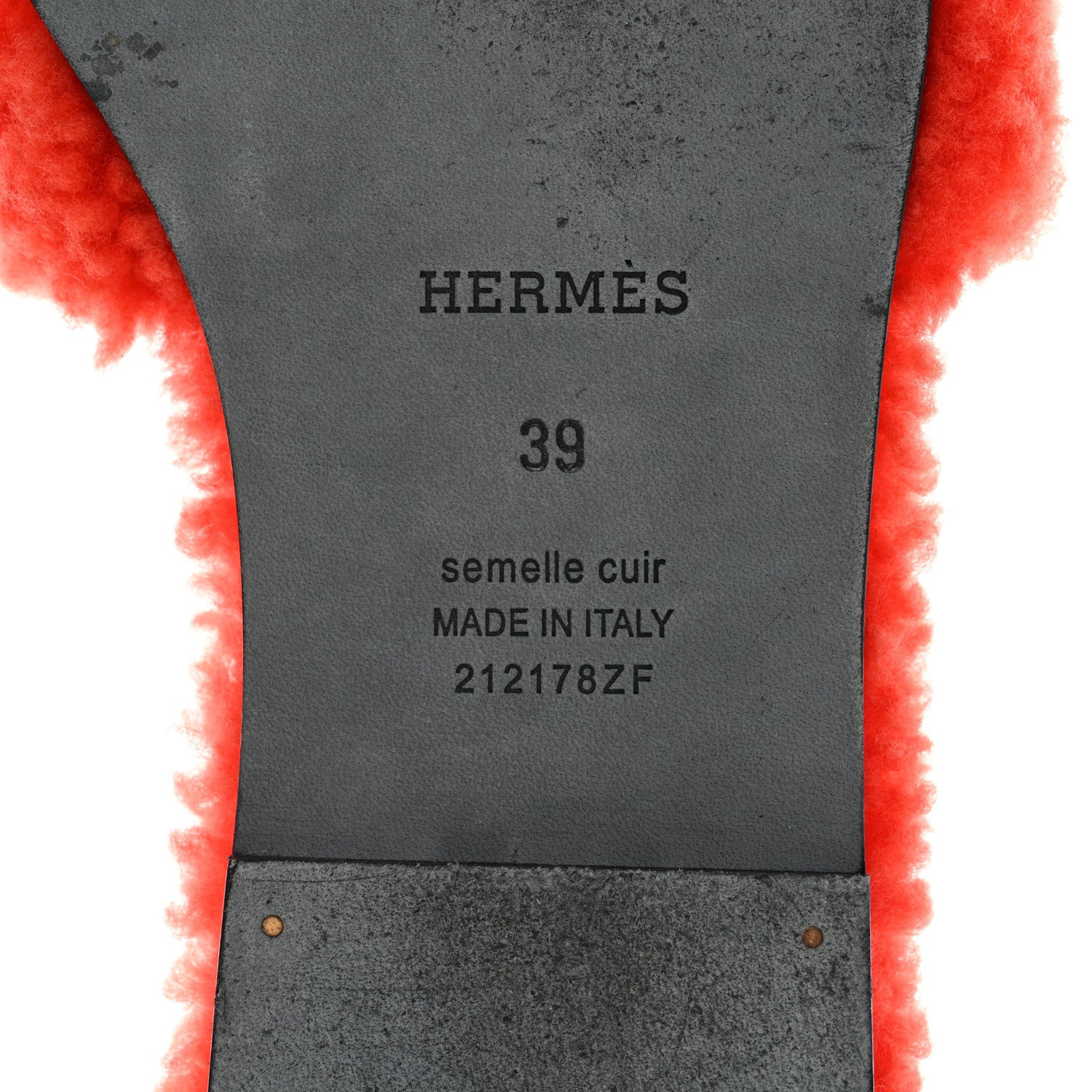 Hermes Woolskin Oran Sandals 37 Orange 7 of 8