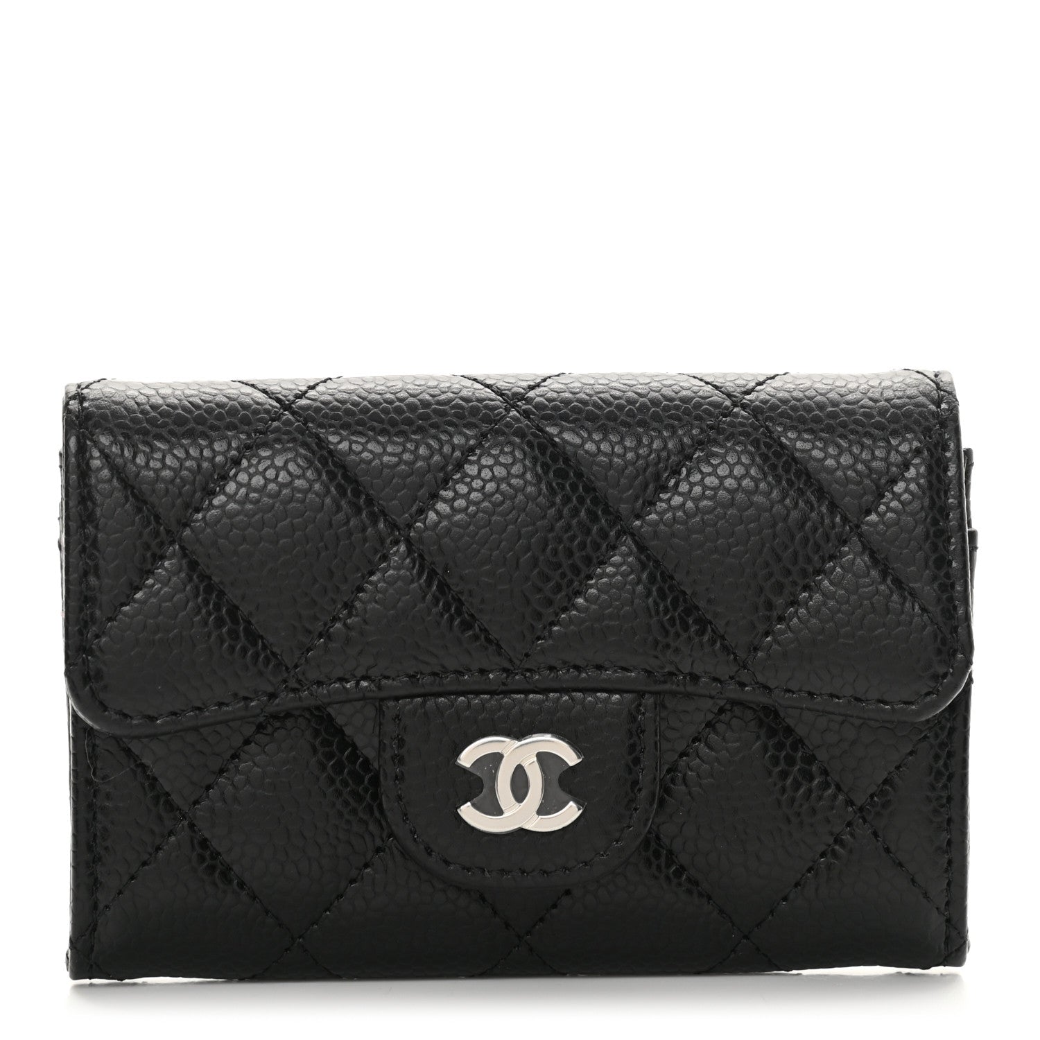 Chanel Caviar Quilted Flap Card Holder Wallet Black 1 of 9