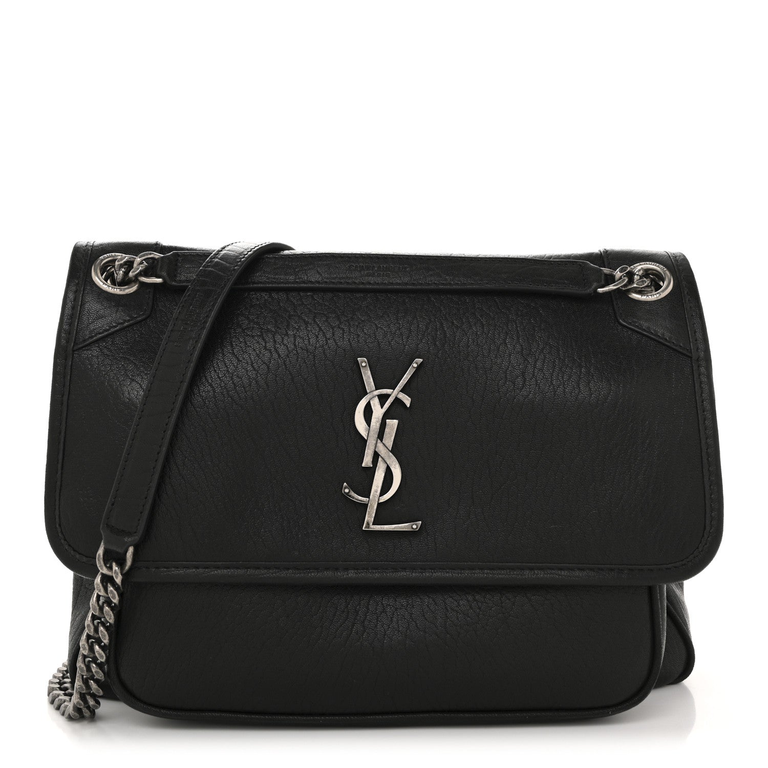 Saint Laurent Grained Lambskin Monogram Medium Niki Chain Satchel Black 1 of 12