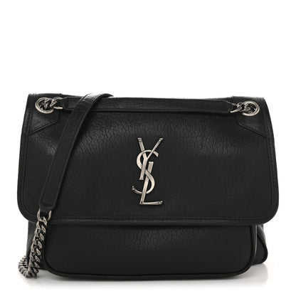 Saint Laurent Grained Lambskin Monogram Medium Niki Chain Satchel Black 1 of 12