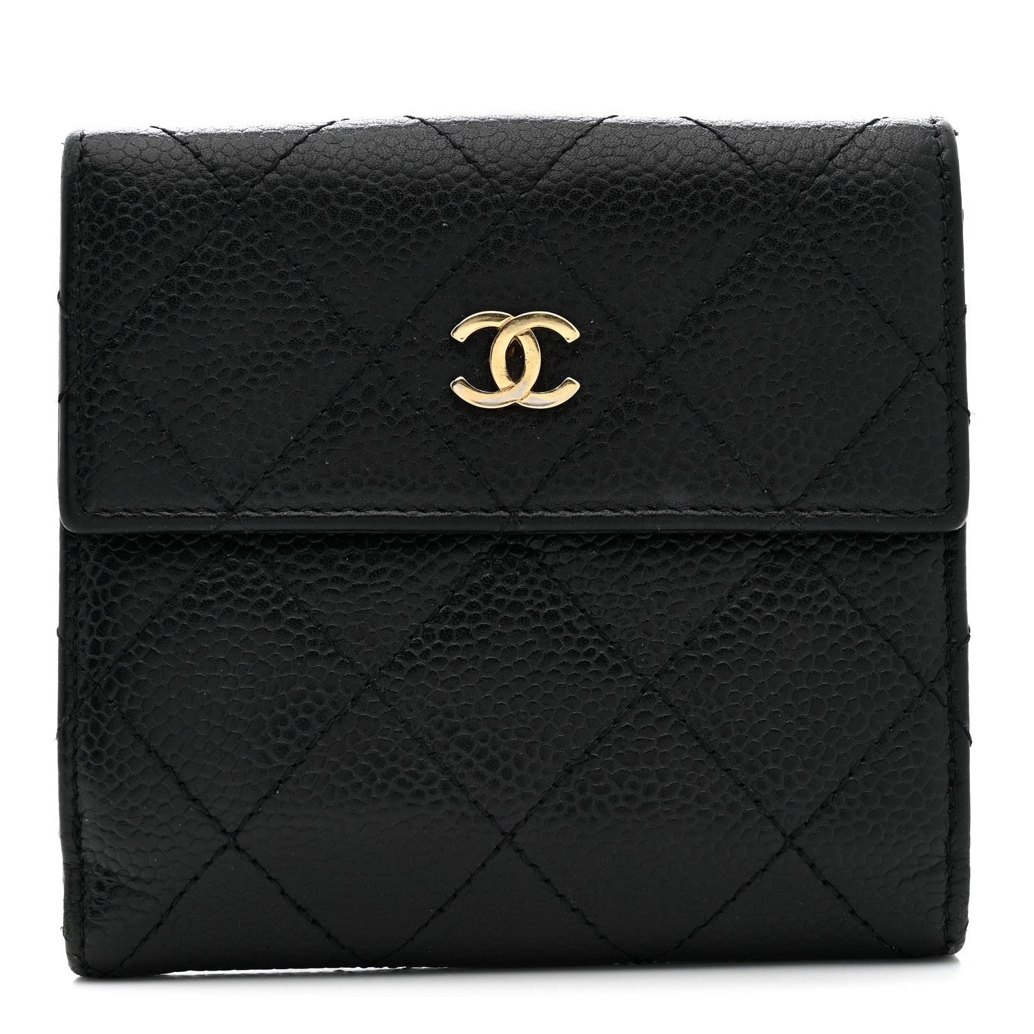 Chanel Caviar Quilted Compact French Flap Wallet Black 1 of 12