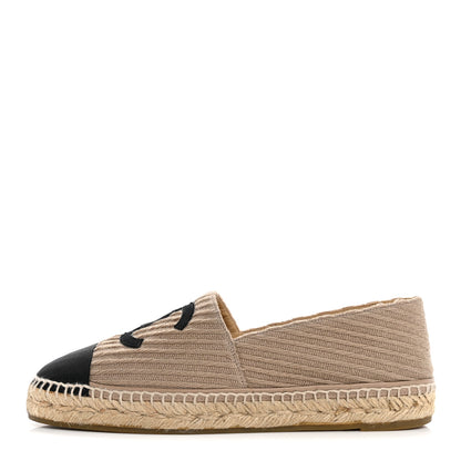 Chanel Tweed Grosgrain CC Espadrilles 41 Beige Black 1 of 9