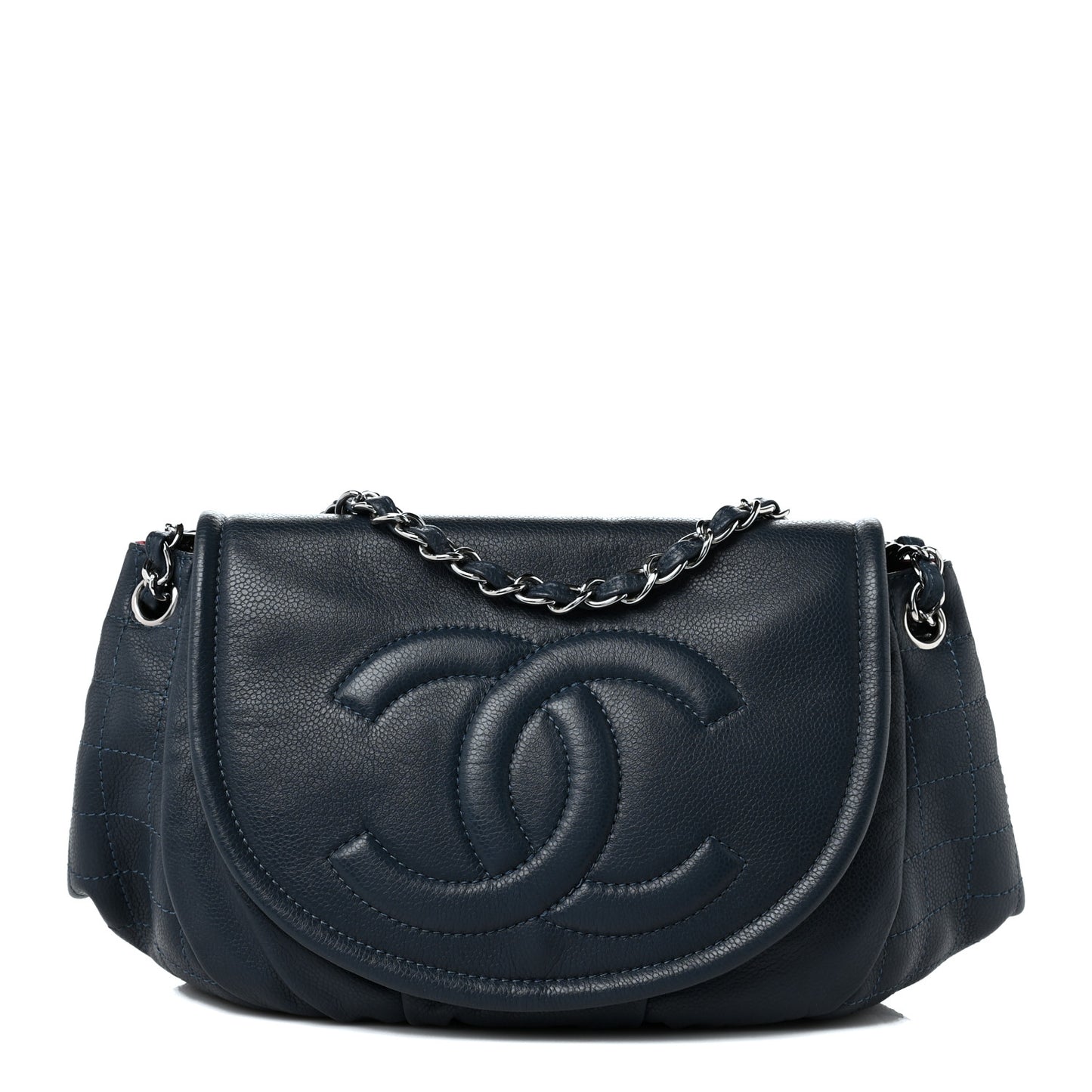 Caviar Large Half Moon Flap Navy