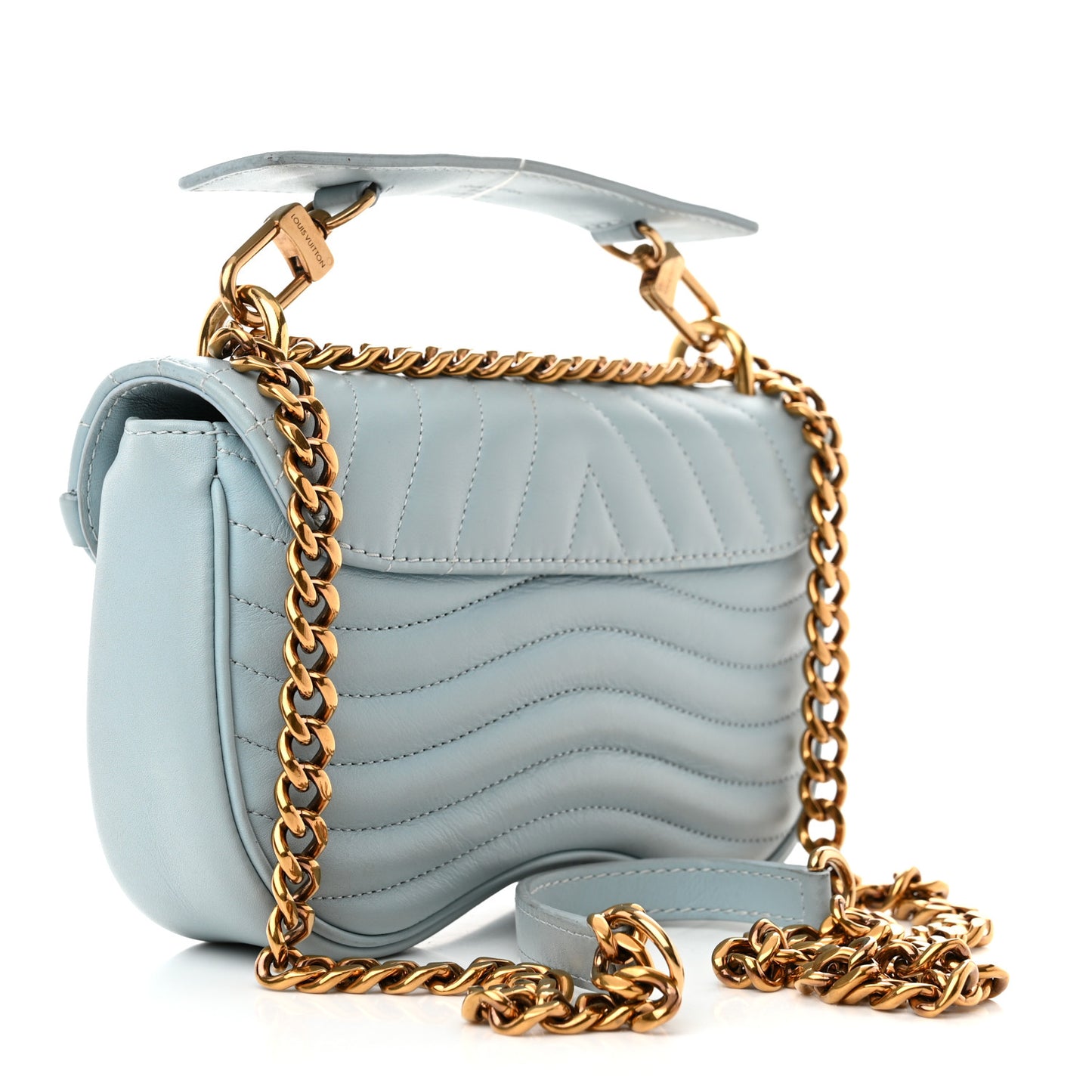 Calfskin New Wave Chain PM Porcelain Blue