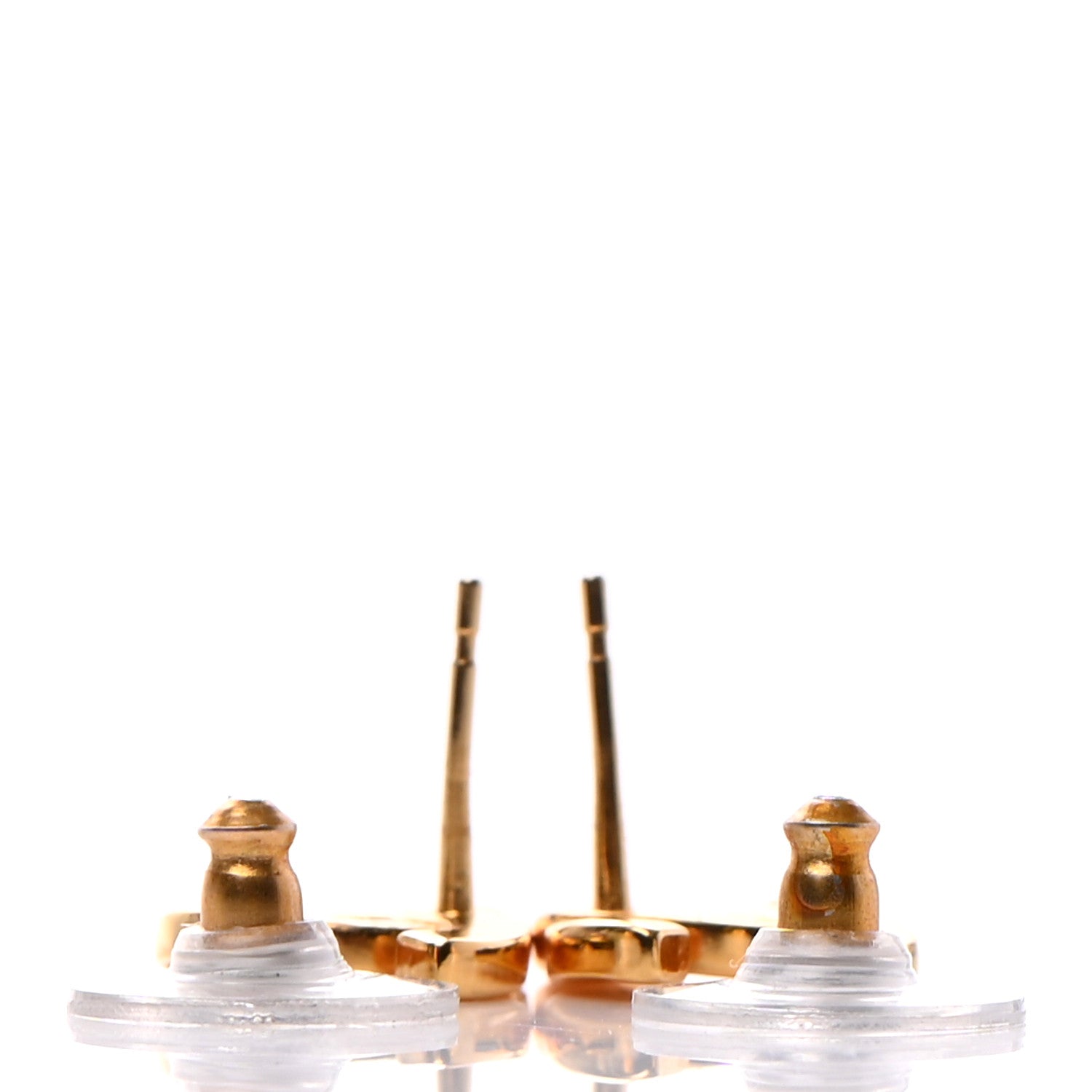 Chanel Metal CC Paris Button Stud Earrings Gold 3 of 4
