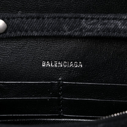 Balenciaga Denim BB Monogram Hourglass Chain Bag Black 5 of 9