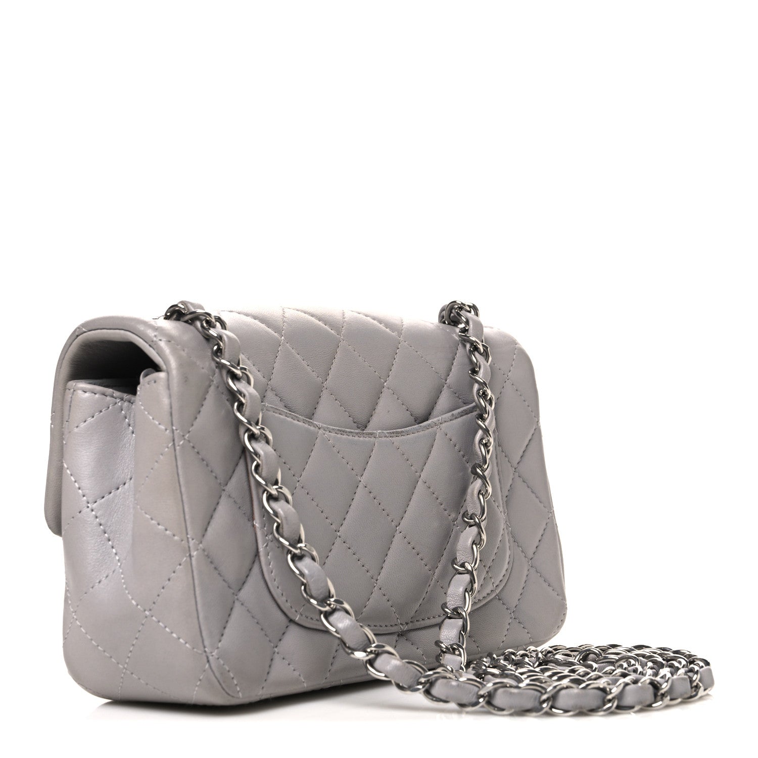 Chanel Lambskin Quilted Mini Rectangular Flap Grey 3 of 12