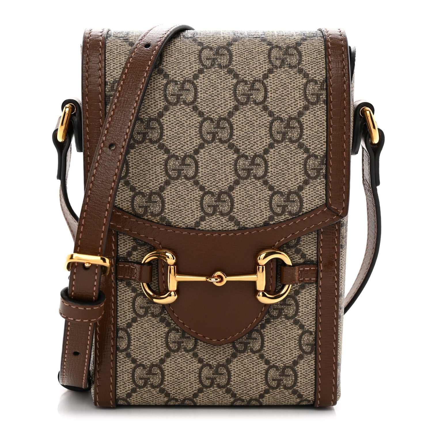 Gucci GG Supreme Monogram Mini Horsebit 1955 Crossbody Bag Beige Brown Sugar 1 of 11