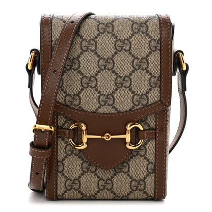 Gucci GG Supreme Monogram Mini Horsebit 1955 Crossbody Bag Beige Brown Sugar 1 of 11