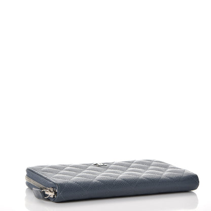 Chanel Caviar Quilted Large Gusset Zip Around Wallet Blue 4 of 10