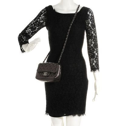 Chanel Lambskin Quilted Mini Square Flap Metallic Dark Grey 2 of 9