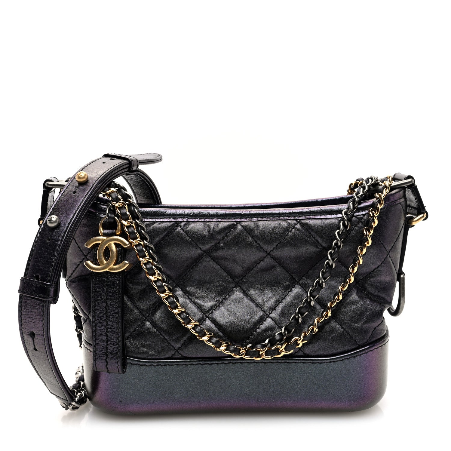 Chanel Iridescent Aged Calfskin Quilted Small Gabrielle Hobo Black 1 of 10