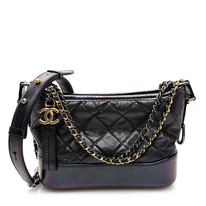 Chanel Iridescent Aged Calfskin Quilted Small Gabrielle Hobo Black 1 of 10