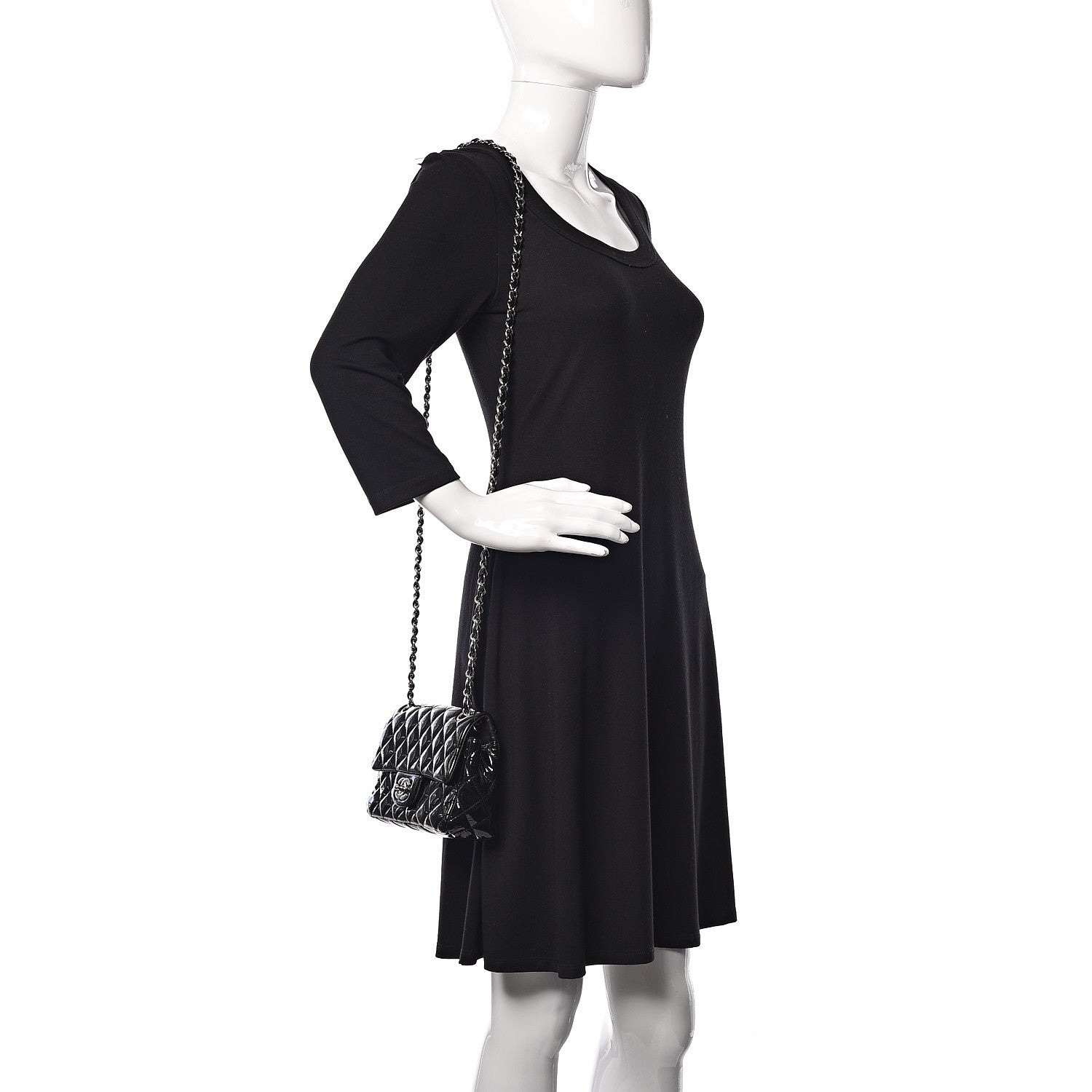 Chanel Patent Calfskin Quilted Mini Rectangular Flap Black 2 of 15