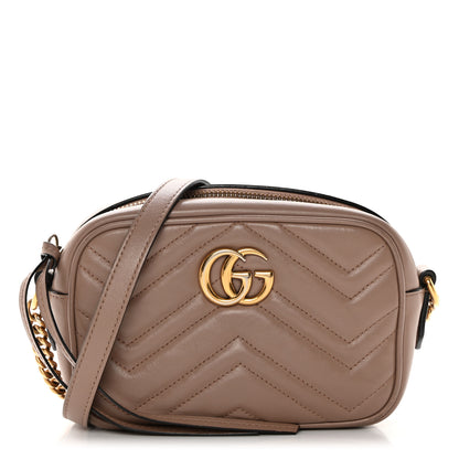 Gucci Calfskin Matelasse Mini GG Marmont Chain Shoulder Bag Porcelain Rose 1 of 14