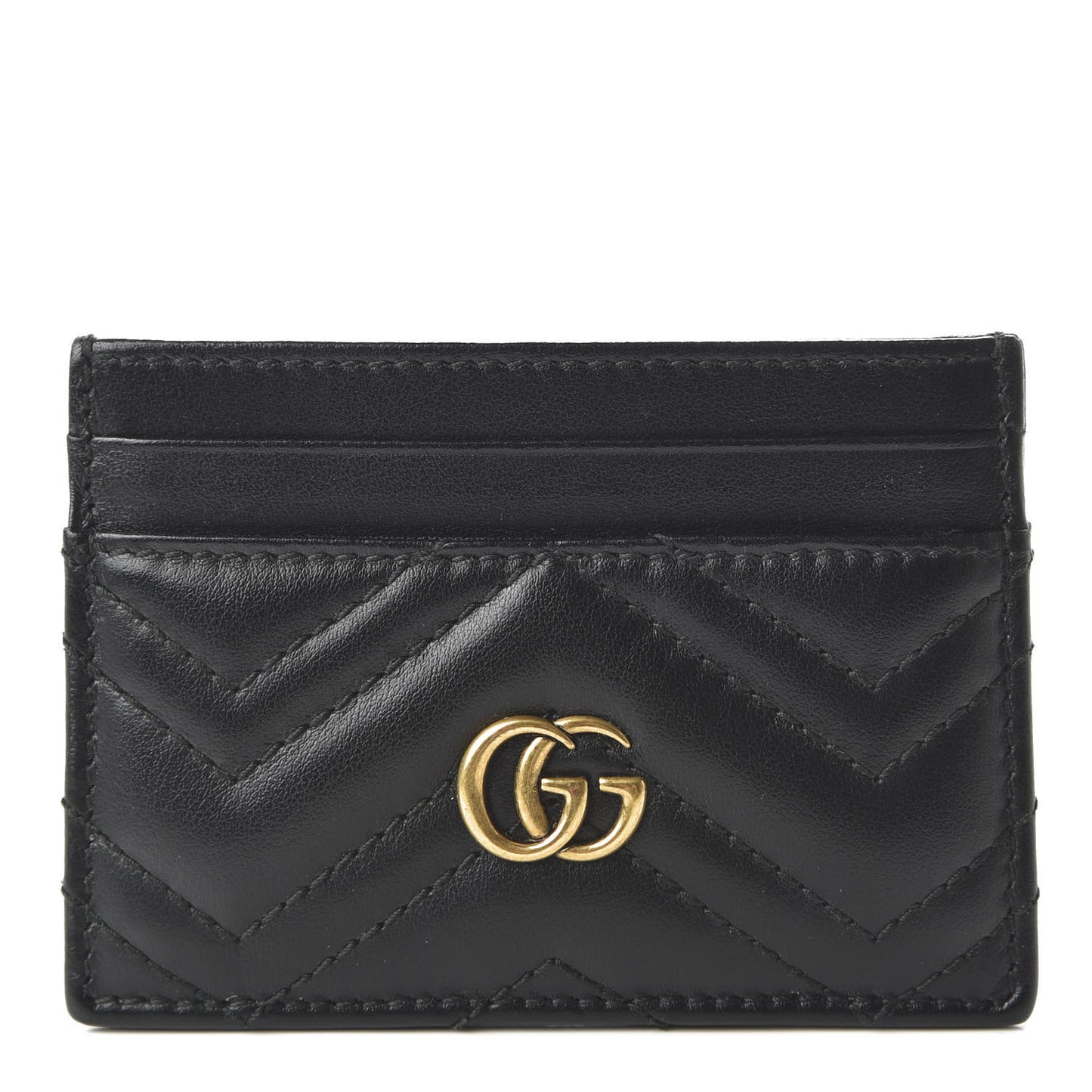 Calfskin Matelasse GG Marmont Card Holder Black