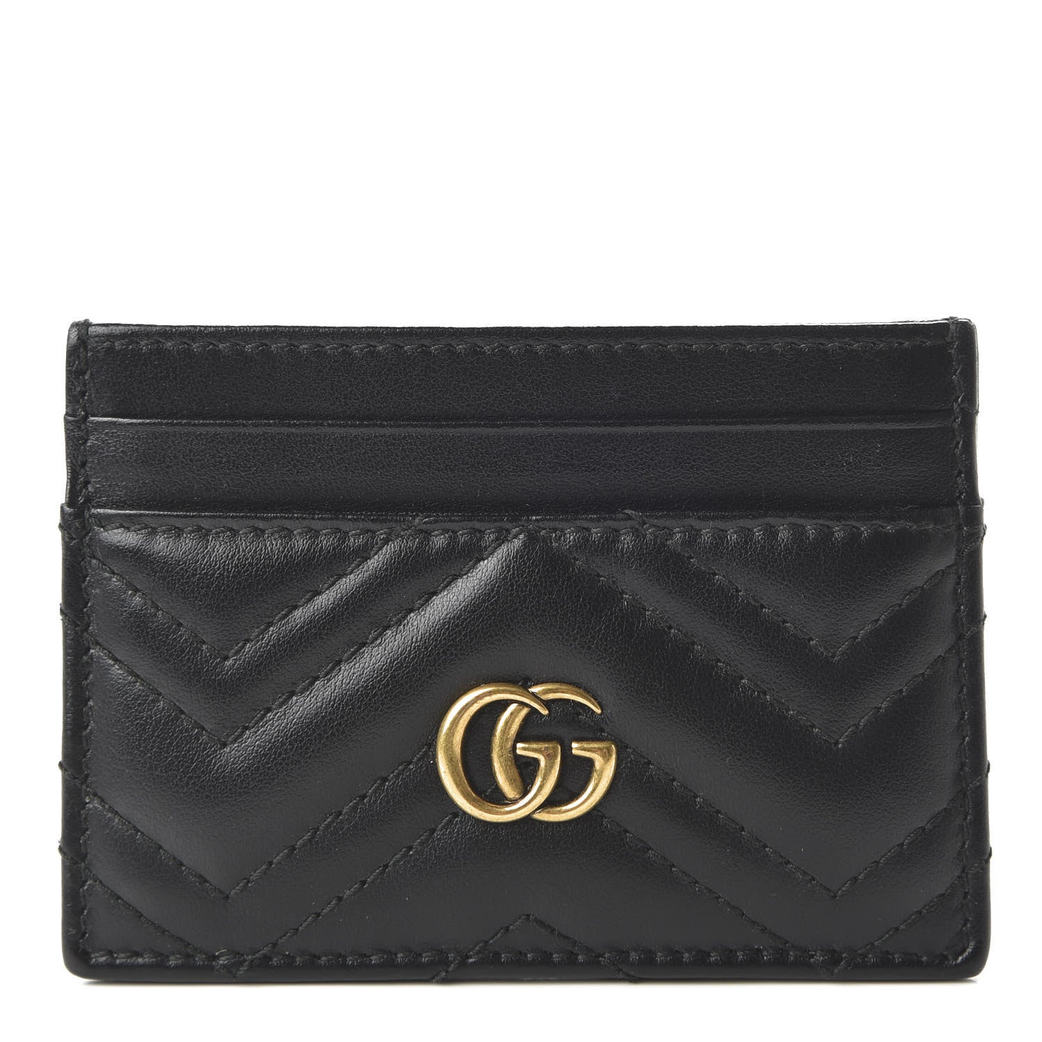 Gucci Calfskin Matelasse GG Marmont Card Holder Black 1 of 8