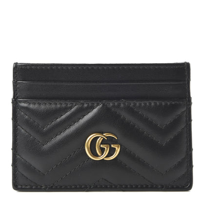 Gucci Calfskin Matelasse GG Marmont Card Holder Black 1 of 8