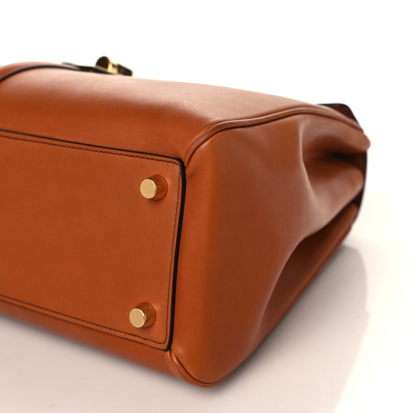 Satinated Calfskin Medium 16 Top Handle Bag Tan