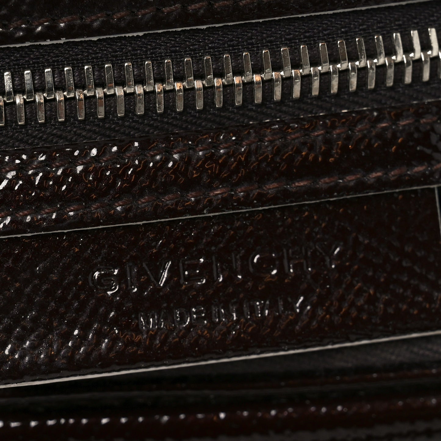 Textured Patent Calfskin Small Tri-Color Antigona Black White Brown