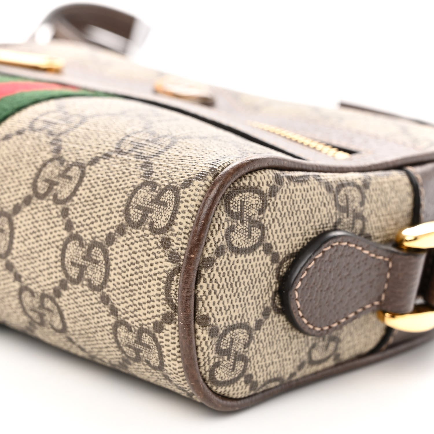 Gucci GG Supreme Monogram Web Mini Ophidia Shoulder Bag Brown 8 of 9
