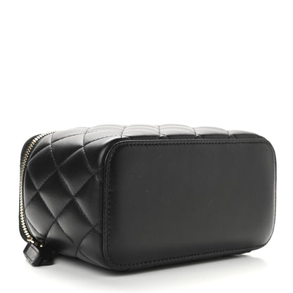 Chanel Lambskin Quilted Small Pearl Crush Vanity Case With Chain Black 4 of 12