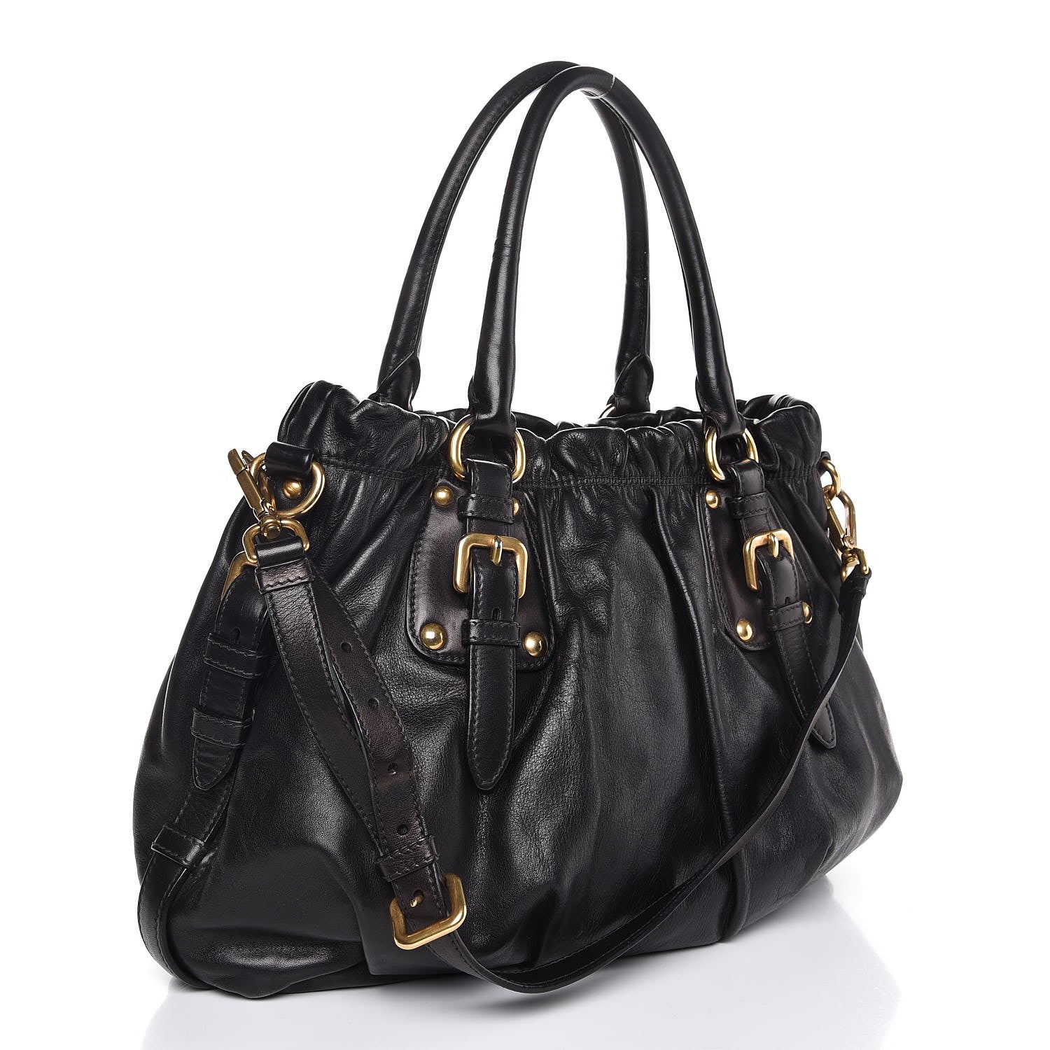 Prada Soft Calf Tote Black 4 of 9