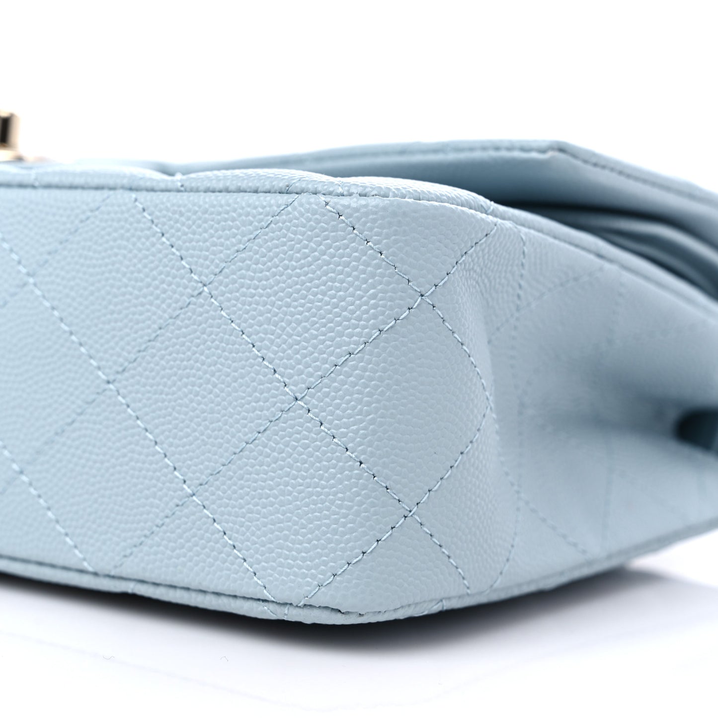 Caviar Quilted Medium Double Flap Light Blue