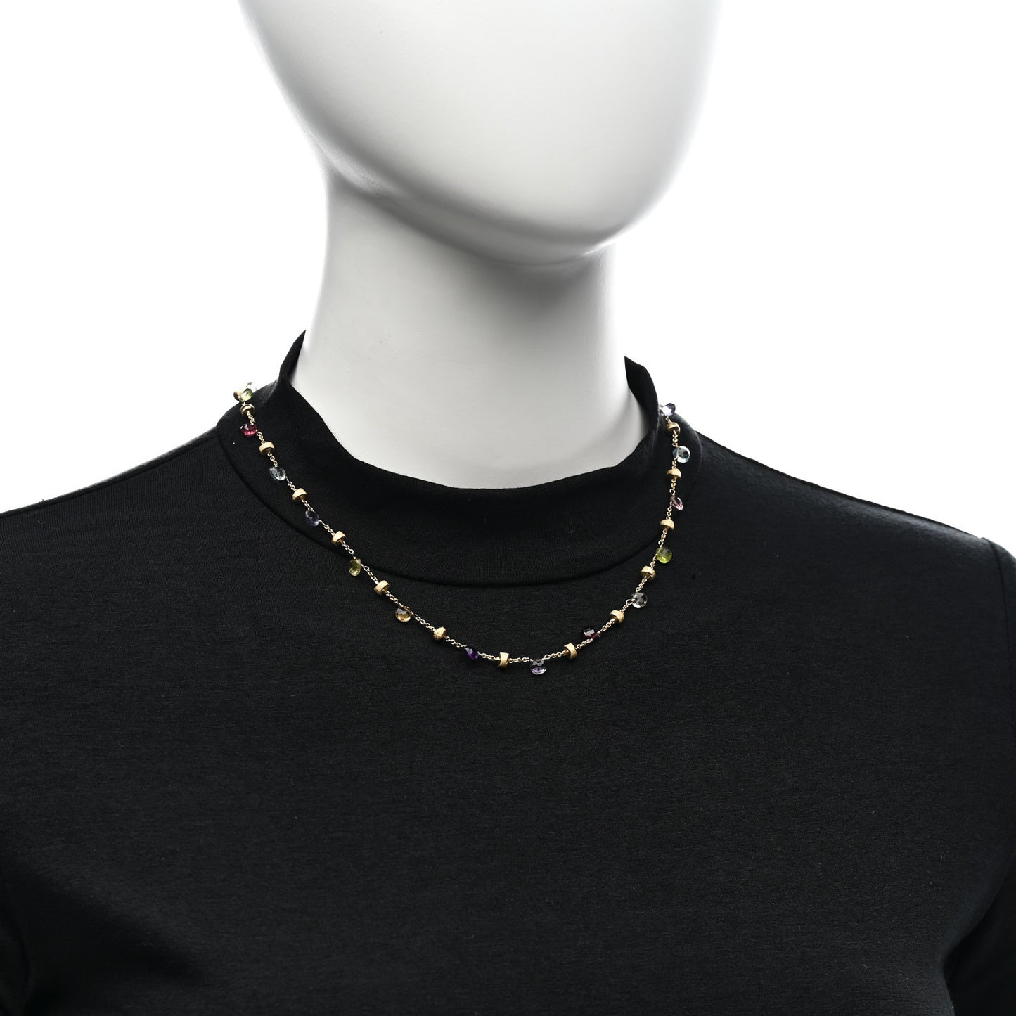18K Yellow Gold Multi Gemstone Paradise Station Necklace